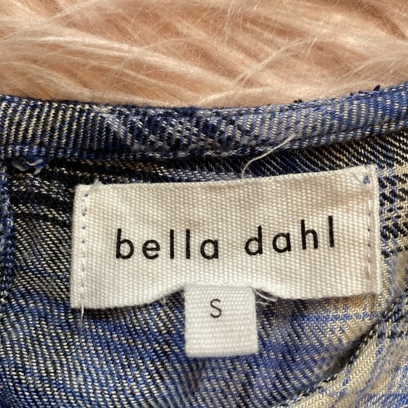 Bella Dahl Blue Plaid Shirred Elastic Waistband Top sz S - Picture 3 of 9